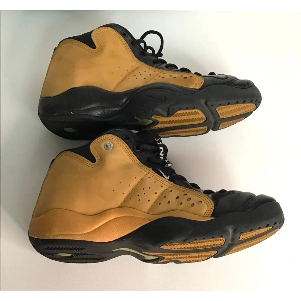 Nike Air Team Dime Mens Basketball Shoes Size 9M Black Tan Mid Top Vintage Retro